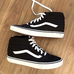 Womens Vans Hi-tops canvas sneakers/shoes size 10 black/white